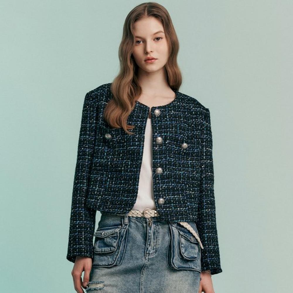 

Maxza Glitter Mix Tweed Round Crop Jacket Black Cc05qj600on blacks/FREE