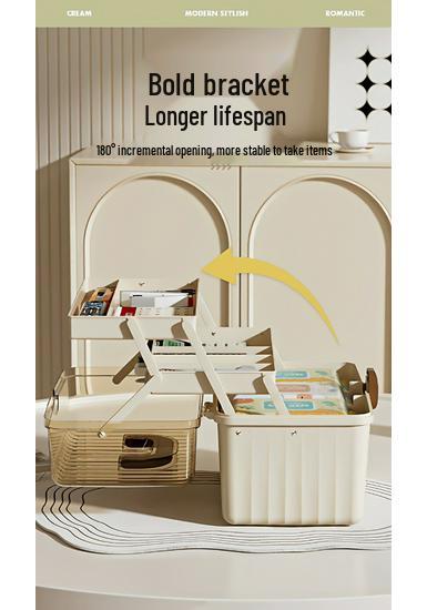 Cream-colored Multi-layer Medicine Storage Box, Large Capacity for Families
