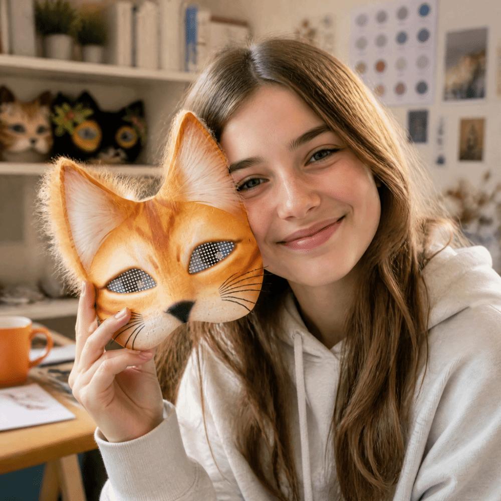 Handmade White Mask Kit Half Face Mask Felt Sheet Cat Mask Faux Fur Blank Mask Animal Mask Cosplay