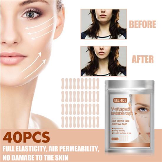 40 Teile/schachtel Face Lifting Patch Unsichtbarer Artefaktaufkleber Lift Kinn Dünnes Gesicht Aufkleber Klebeband Make-Up Face Lift Werkzeuge Einfach zu Verwenden