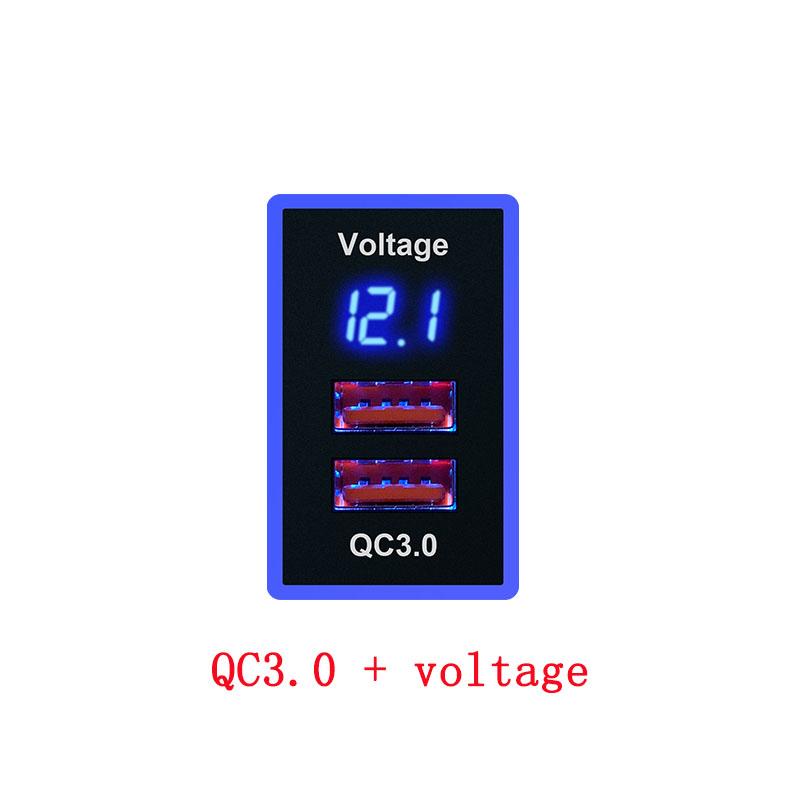 USB Charger Car Interface Socket Double connector Double QC3.0 Voltage display For Toyota Corolla Camry Universal