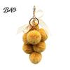 Fruit Bag Charm Plush Grape Keychain for Handbags, Fuzzy Cluster with Bow, Decorative Fluffy Ball Keyring Backpacks and Purses Accessory