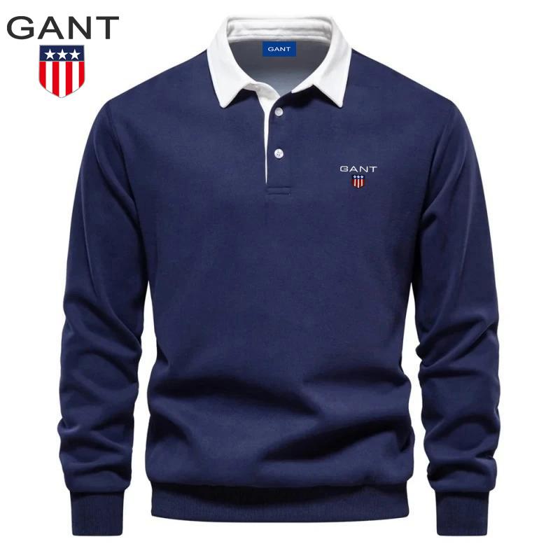 

GANT Men s Embroidered Pure Cotton Long Sleeved Polo Shirt for Autumn and Winter, New Fashionable and Casual Multifunctional Top XXL