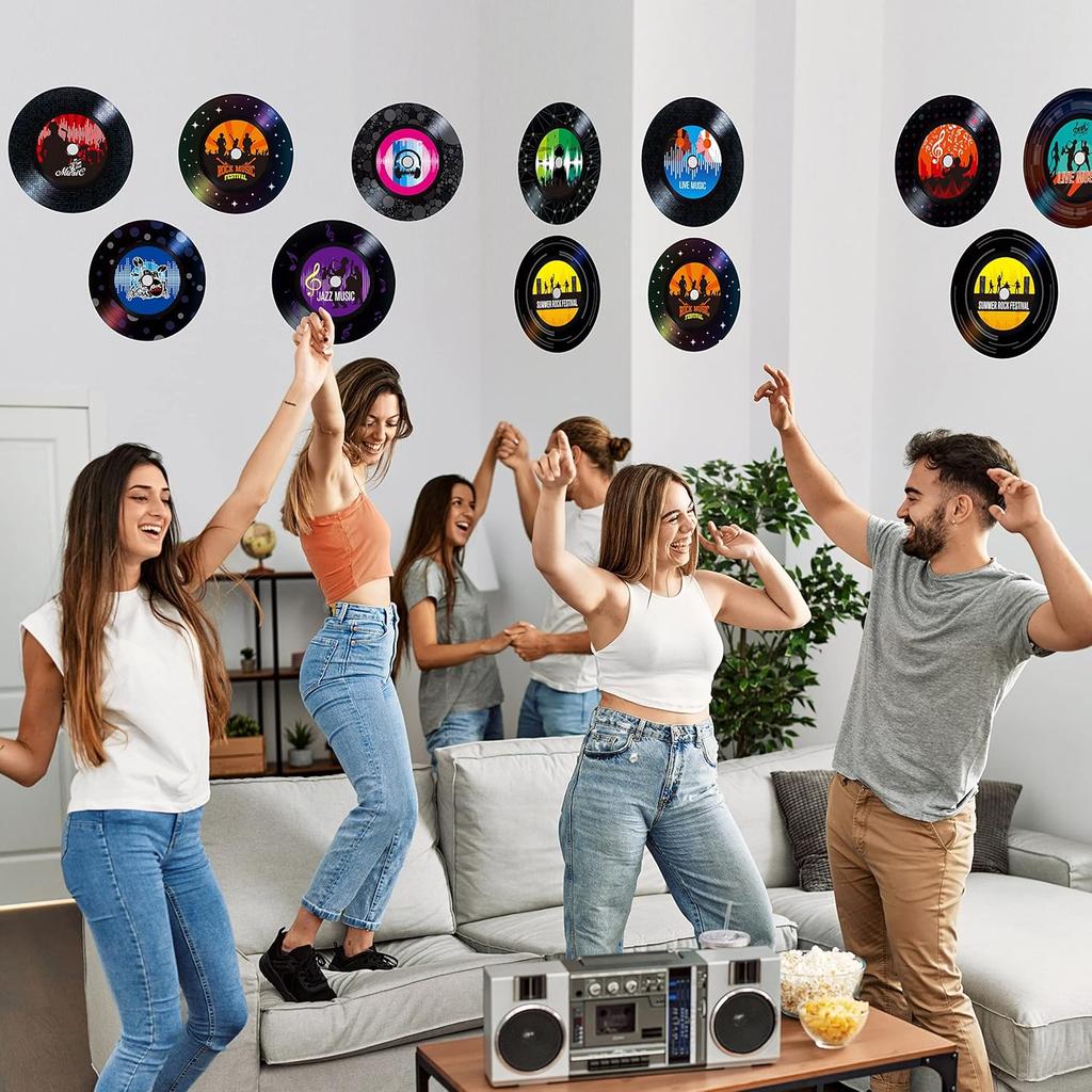 60 PCS Records Bulletin Board Cutouts, 10 Designs Bulletin Board Decoration Erasable with PET Film Jazz Rock Music Project Decoration Party Supplies