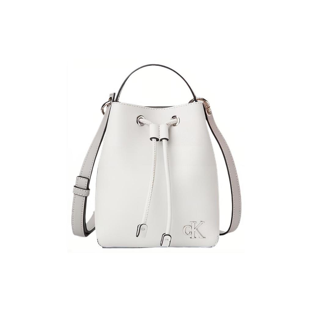 New CALVIN KLEIN Artificial Leather Bucket Bag, Portable Crossbody Bag, Shoulder Bag Medium Women's White DH3265-134