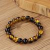 Black and Gold Amber Resin Beaded Bracelet Luxury Fashion Jewelry for Men Women Daily Wear Party Gift