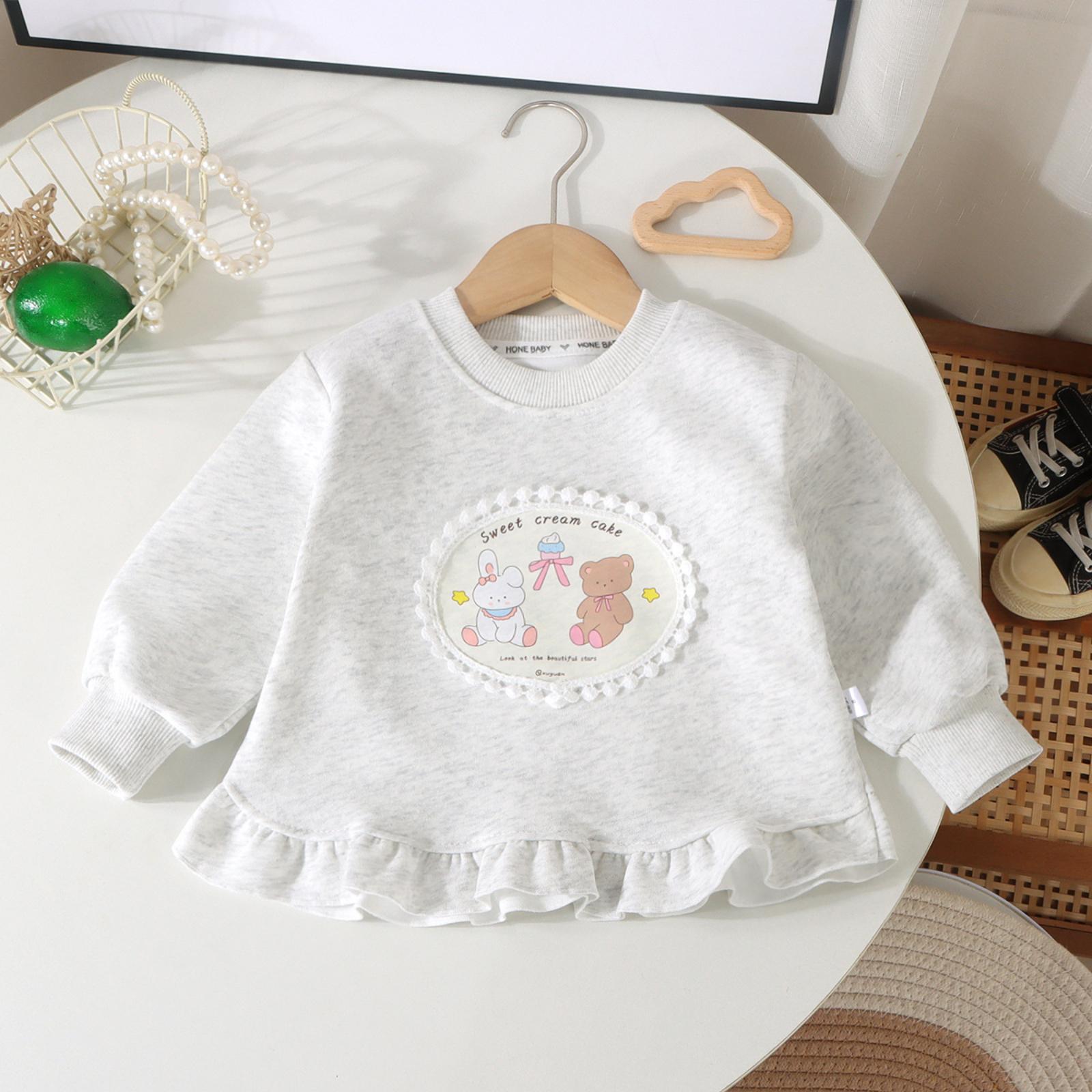 

Свитшот для девочек с мультяшным принтом и круглым вырезом 100