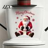 Self Adhesive Bathroom Signs Santa Claus Toilet Sticker, Waterproof PVC Christmas Decal for Festive Party Wall Murals Home Decoration, Removable