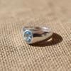 Anello sigillo in acquamarina naturale, Argento sterling massiccio 925, Anello sigillo in rame puro, Gioielli fatti a mano per donna