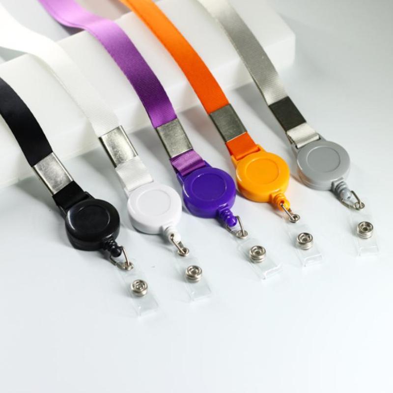 Retractable Lanyard With Badge Reel Neck Strap For Id Card Cellphone Hanging Key Employee'S Staff Work Card Rope Strap Fold
