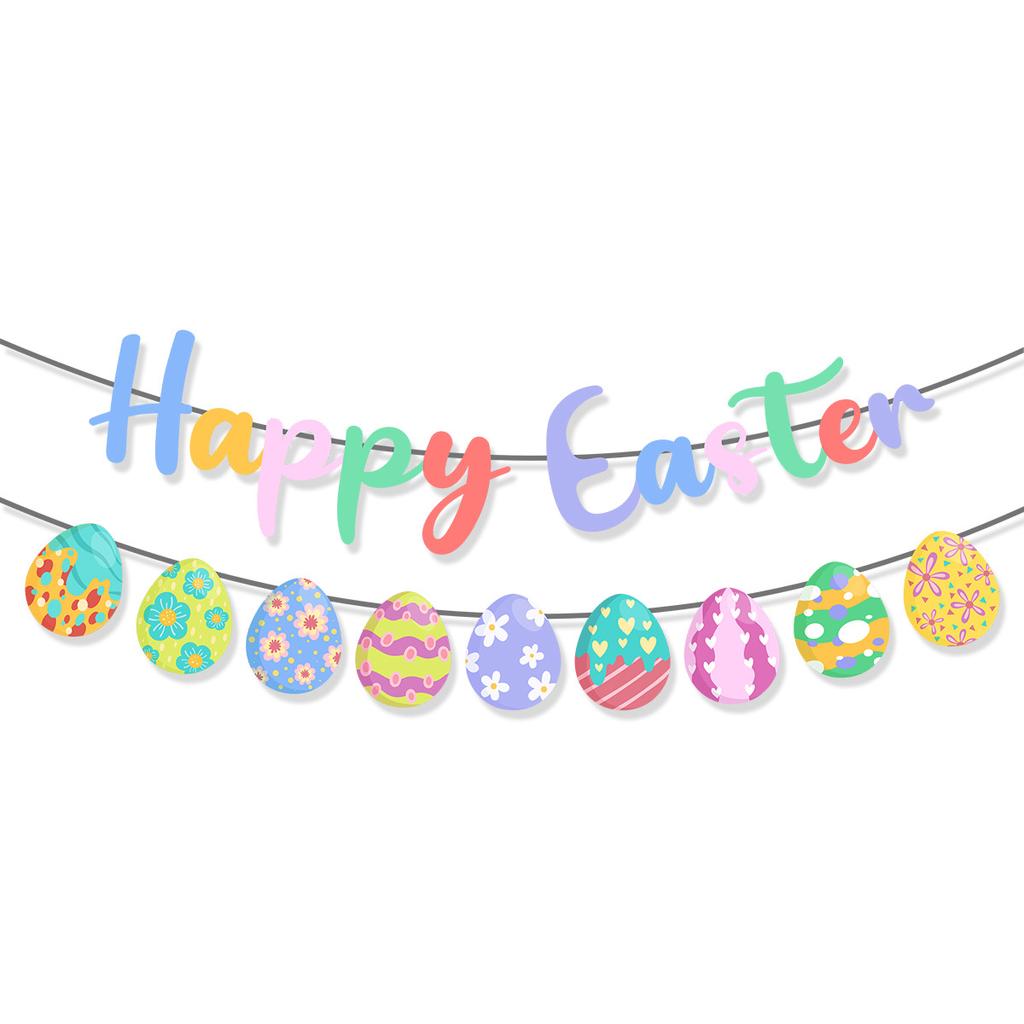 Easter Banner Spiral Bunny Hanging Decoration Easter Egg Carrot Banner Happy Easter Theme Home Party Decorations Supplies