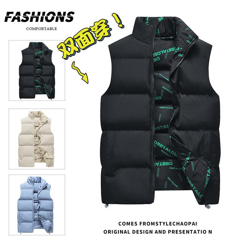 New Feather Vest Dig Bag Pocket Decoration Warm Men's Vest Hooded Jacket Vest Autumn and Winter Trend Brand Spot