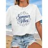 Plus Size - Plus Size - Plus Size Women'S T-Shirt with a Summer Vibes Graphic Print, Featuring Short Sleeves And a Crew Neck