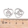 5pcs Non-Tarnish 201 Stainless Steel Pendants Heart with Dog Paw Prints Stainless Steel Color 15x15.5x1mm Hole: 1.2mm