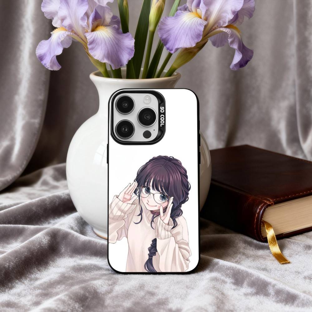 K-Kaoru H-Hana Wa Rin To S-Saku Phone Case For iPhone17,16,15,14,13,12,11 Plus,Pro Max Black Candy Silver Plated Cover