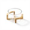 Heat Resistant Glass Fruit Bowl, Wooden Stand, Salad MultiPurpose Display Transparent Small