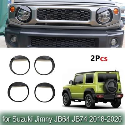 2PCS Car Front Headlight Lamp Hoods Cover Trim ABS For Suzuki Jimny JB64 JB74 2018- Exterior Decoration Accessories