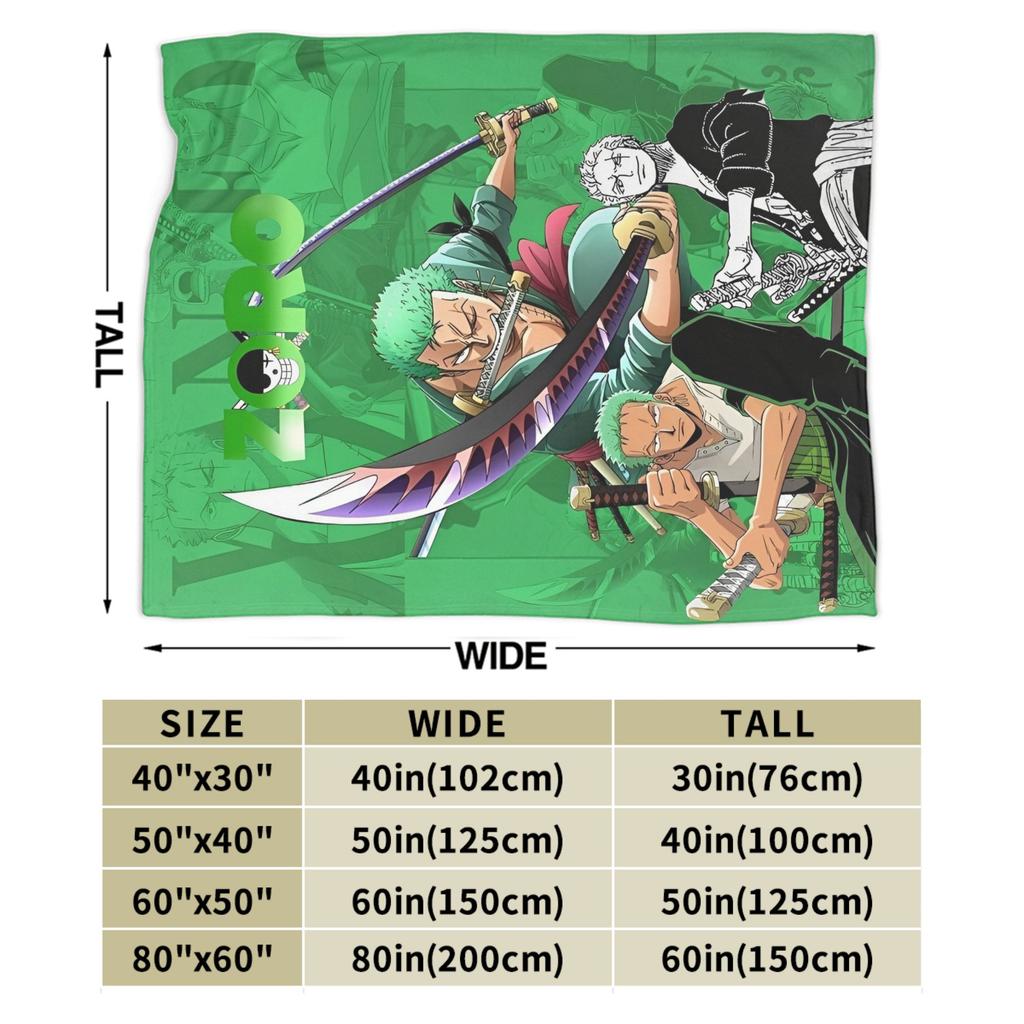 Luffy Anime Roronoa Zoro Fleece-Kuscheldecke Decken für Bett Outdoor Leichte Bettwäsche Überwürfe,
