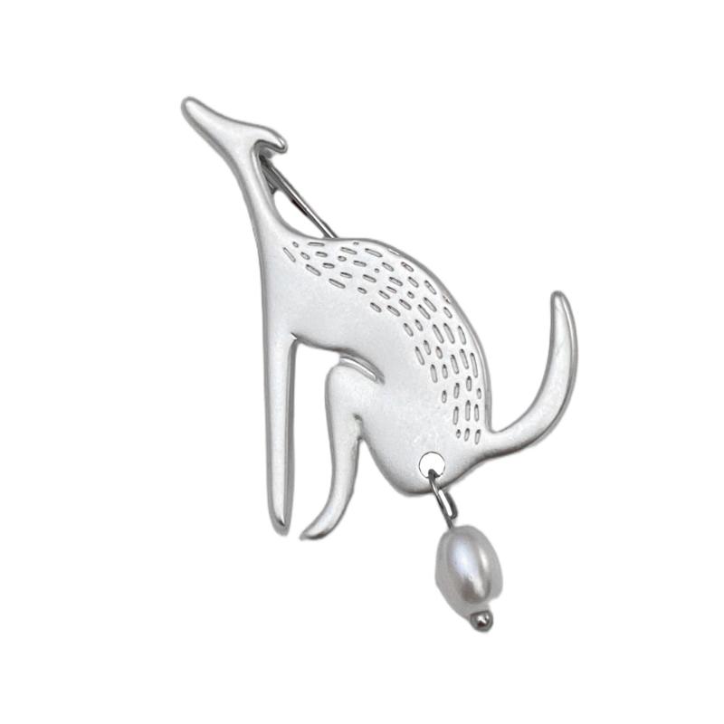 Creative Kangaroo Pearl Brooches Light Luxury Pin Badge Buttons Brooch Vintage Versatile Clothing Jewelry Accessories Gifts