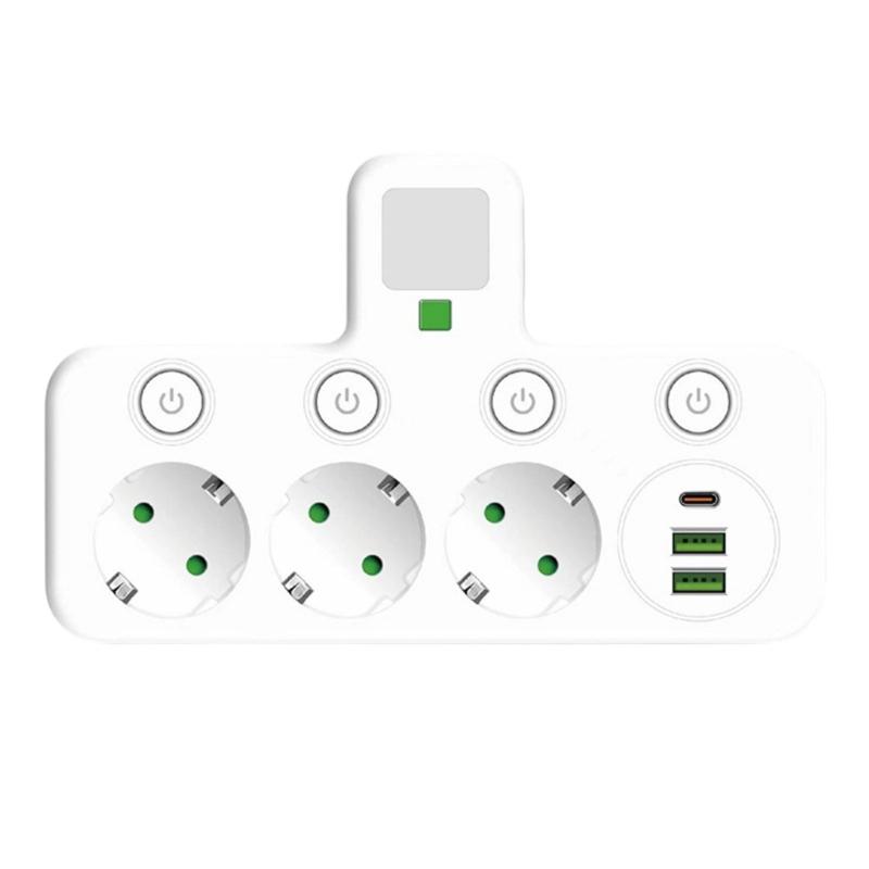 Multi-Socket Power Strips Wall Socket Adapters Power Converter with Independent Switches for Multiple Device Use Enduring