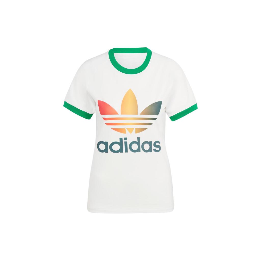 Adidas Originals Gradient Trefoil Cali Tee With Logo Print And Color Block Slim Fit Women T-Shirt White IS0310