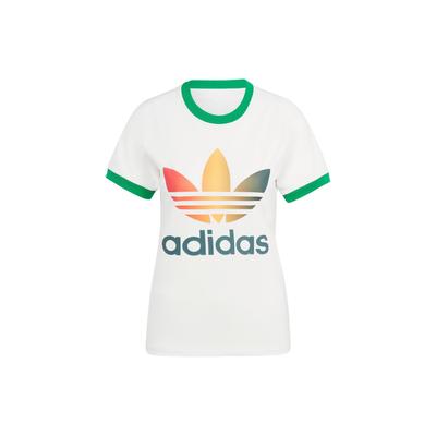 adidas Originals Gradient Trefoil Cali Tee With Logo Print And Color Block Slim Fit Women T-Shirt White IS0310