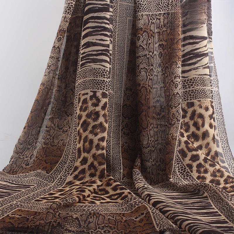 100x150cm 75D Imprimeu Leopard Șifon Material Rochie de Var cu Bretele Protecție Solară Subțire Transparentă Cădere Liberă Material Șifon Fără Șifonare