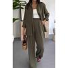 European and American Women Clothes Fashion Solid Loose Top Casual Wide-Leg Pants Two-piece Set Casual Two-Piece Set