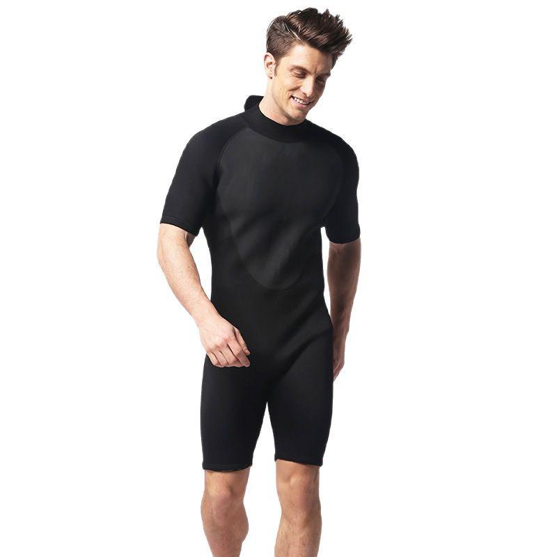 3MM Men's Short-Sleeve Shorty Wetsuit for Diving, Surfing, and Swimming