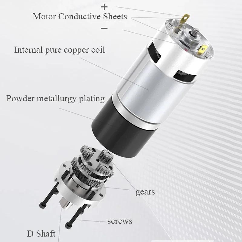 12V24V 775 DC Motor 8RPM~1600RPM 775 Planetary Geared Motor Slow Speed Adjustable High Torque 42mm Brushed Gear Motor
