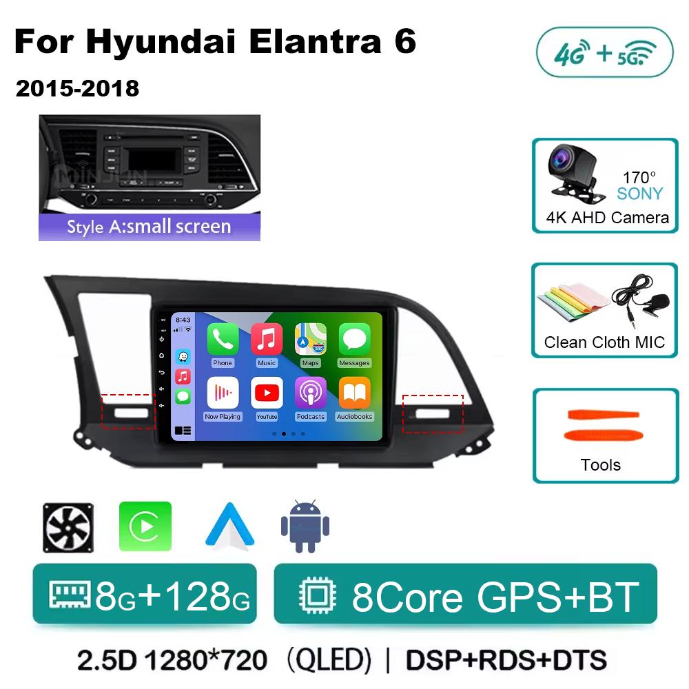 Android 14 Qualcomm Car Radio For Hyundai Elantra 6 2016-2018 Multimedia Video Player Stereo Touch Screen WIFI 4G Navigation GPS