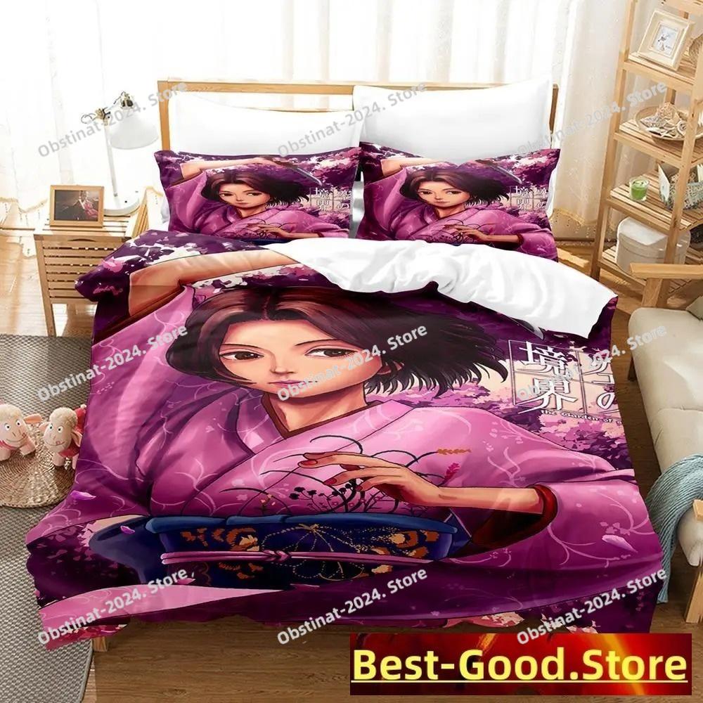 Kara No Kyoukai Bettwäsche-Set Cartoon Anime Dreiteiliges Set Erwachsene Kind Schlafzimmer Bettbezug-Sets 3D Kawaii Doppelbett
