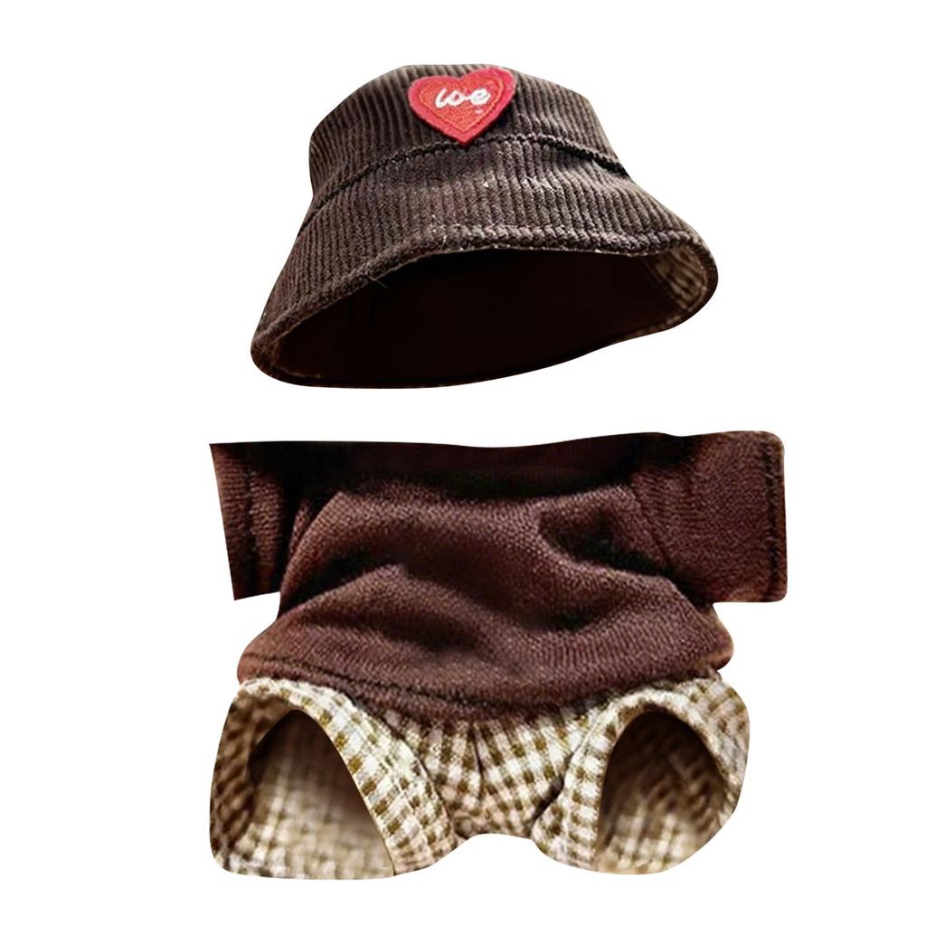 Doll Clothes Set 17cm Doll Accessories Love Heart Top Scarf Hat No Dolls