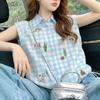 ZANZEA Women Casual Turn Down Collar Loose Short Sleeve Print Blouse