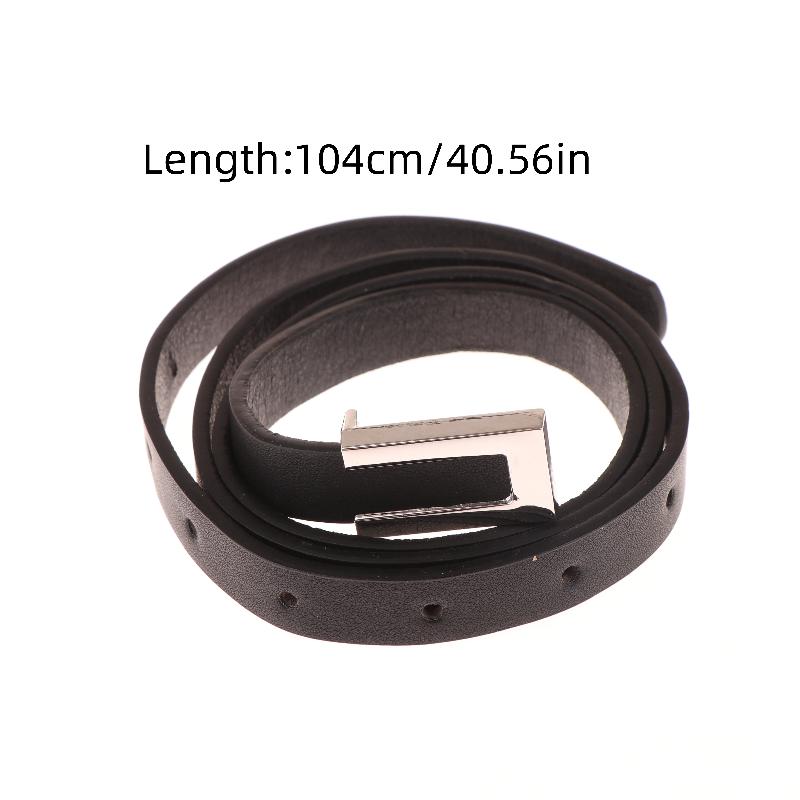 Women Thin Belt Black Gold Silver Metal Buckle Belt Pu Casual Leather Waist Belt Trouser Dress Decoration Waistband