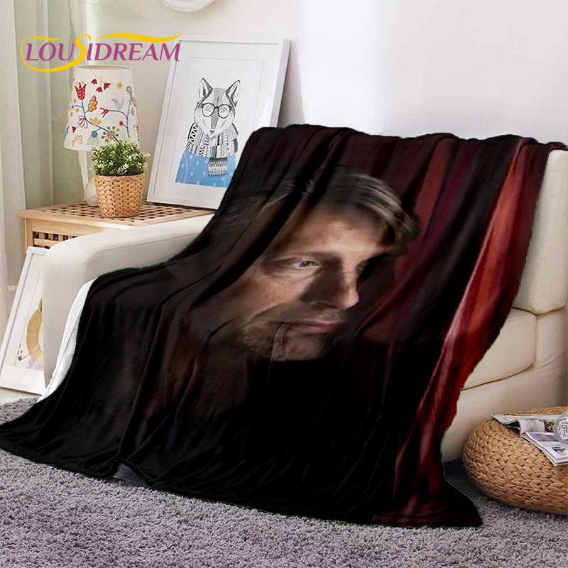 Mads Mikkelsen 3D Schauspieler StarSoft Decken, Warm halten Überwurfdecke Bequeme Decke für Picknick Betten Sofa Zuhause Schlafzimmer Geschenk Kind