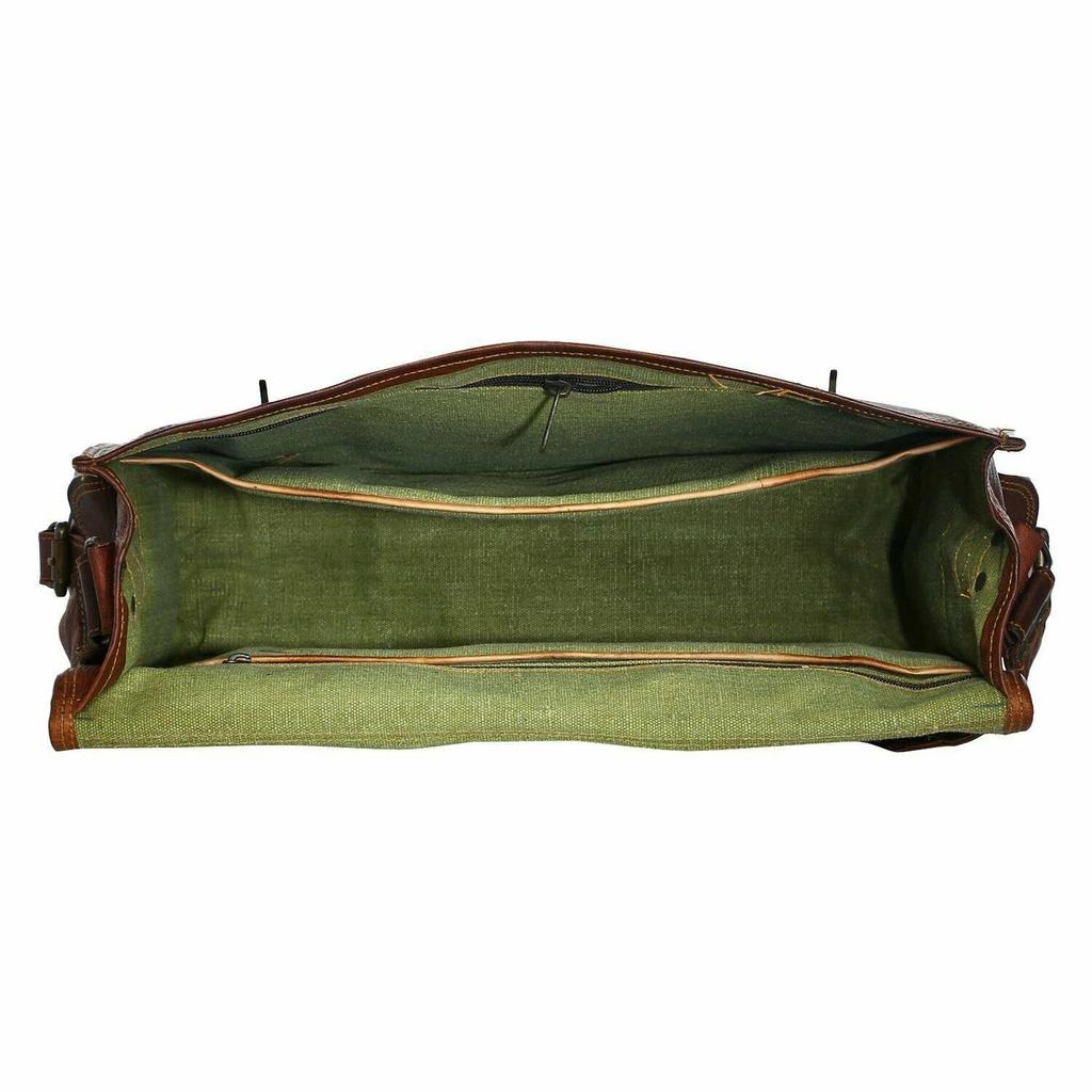 Men Genuine Brownish Leather Vintage Laptop Messenger Briefcase Bag Satchel