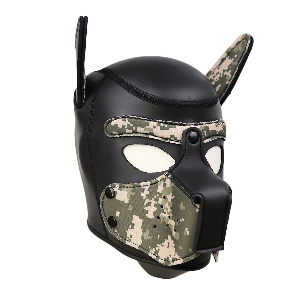 Puppy Play Dog Hood Mask Neck Collar  Bondage Hood Mask Restraint Harness Full Head Ears Halloween Mask Sex Toy For Couples