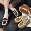 One-pedal Soft-soled Lazy Cotton Shoes 2025 Winter New Round Head Retro Flat Bottom Velvet Warm Boken Shoes Women
