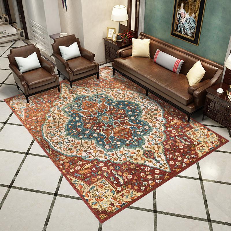 Retro Bohemian Style Carpet Home Large Area Anti Slip Sofa Coffee Table Decoration Carpet