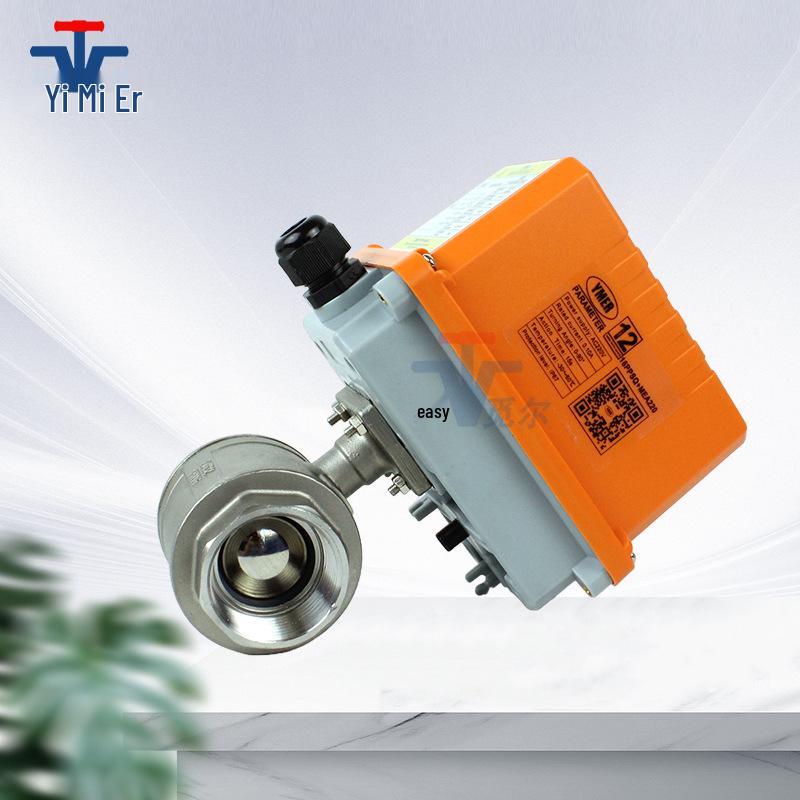 Yimier Electric High-Temp Stainless Steel Ball Valve, Two-Way, Normally Closed, Power-Off Reset, AC220V Water Valve.