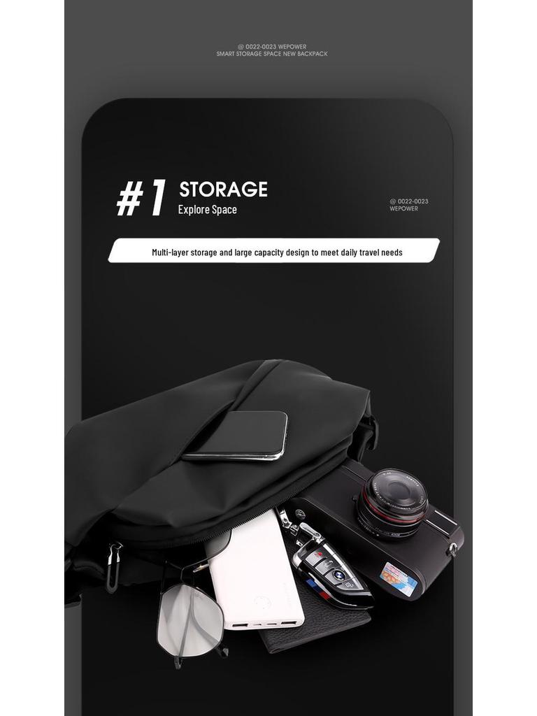 Wepower Men's Trendy Water-Resistant Crossbody Chest Bag with Magnetic Buckle