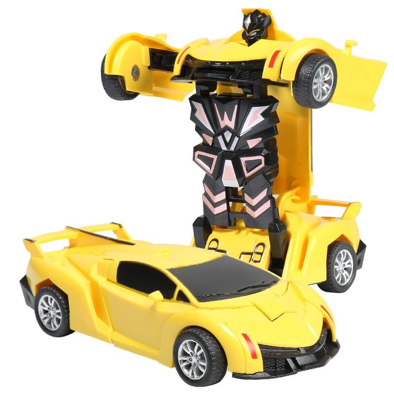 One-Key Transforming Bugatti Pull-Back Car Robot Toy