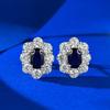 Lulu Tong S925 Silver Red Oval Corundum Stud Earrings - Daily Versatile Fashion Style