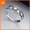 BF CLUB 925 Sterling Rings for Women Simple Geometric Handmade Irregular Retro Hollow Heart Ring Allergy For Birthday Gift