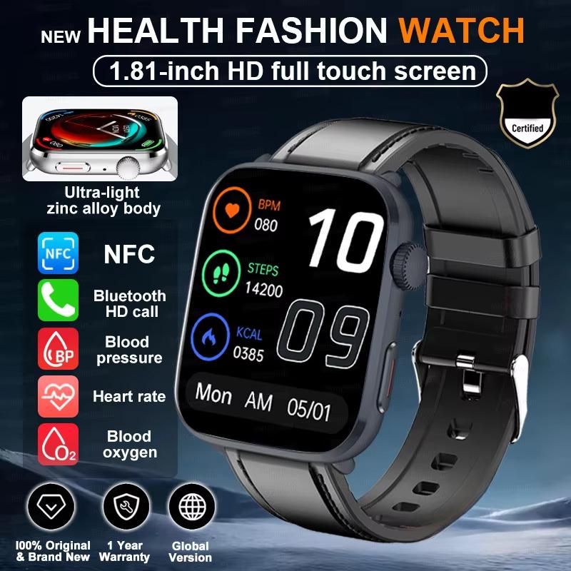 2025 Nové chytré hodinky pro zdraví krevního tlaku s NFC Muži 24hodinový srdeční tep Bluetooth hovory AI Diagnostika Chytré hodinky pro IOS Android
