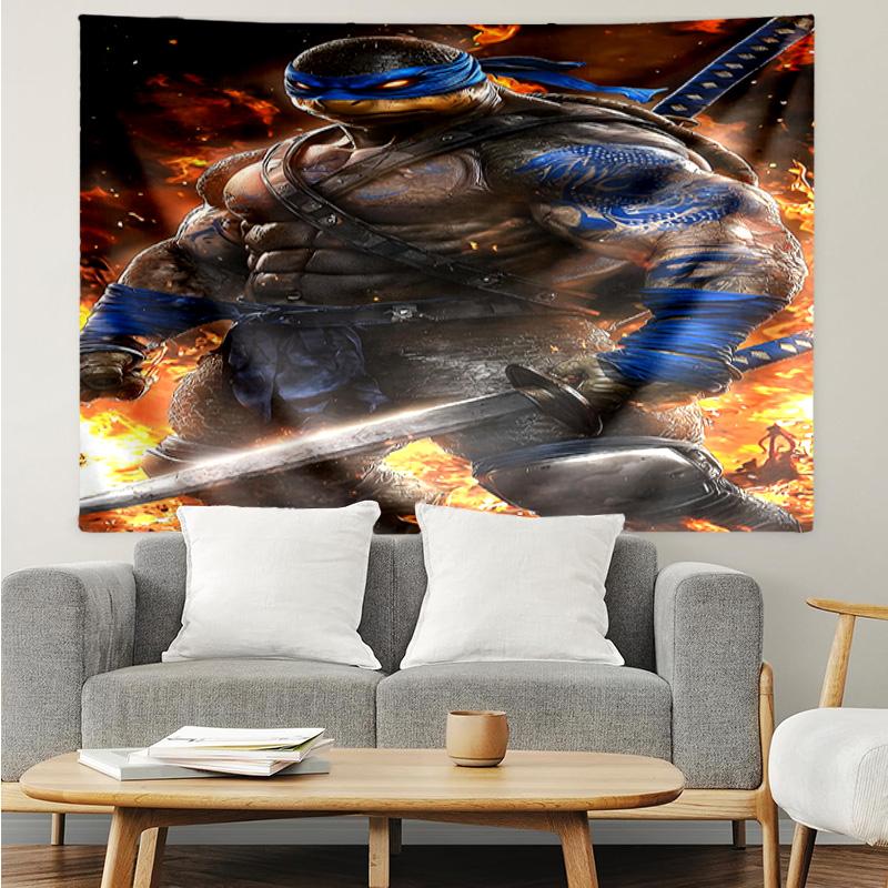 1PC Turtle Warrior In Flames Tapestry Accessories Playroom Tapestry, for Bedroom,Livingroom, dormitory Room Wall Decor Fan Birthday Gifts