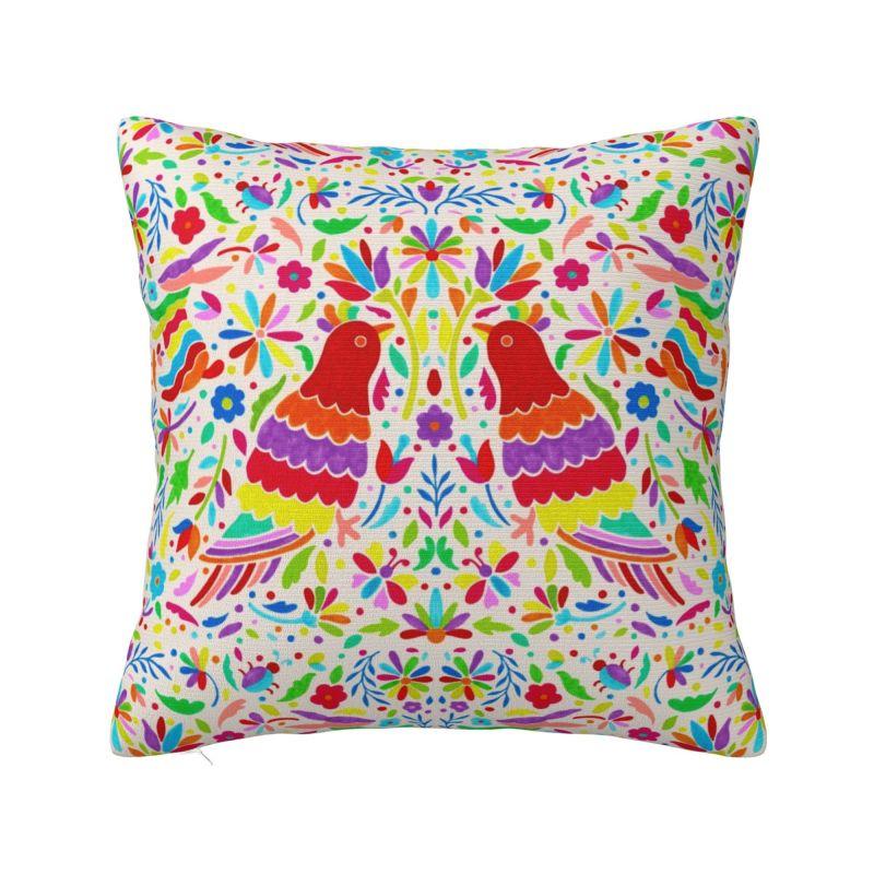 Mexikanische Otomi Blumenzusammensetzung Kunst Moderne Kissenhülle Wohnzimmerdekoration Volksblumenmuster Stuhlkissen