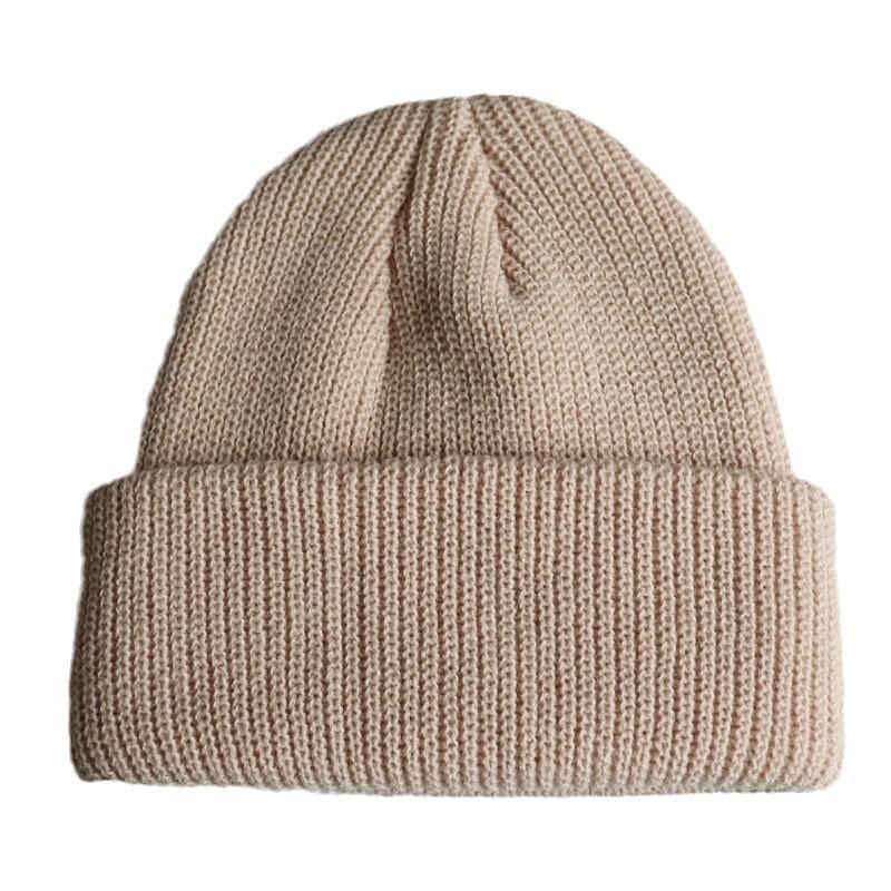 

Korean unisex solid color fashion hexagonal beanie knit hat hip-hop pullover hat ski hat wool hat Adjustable бежевий