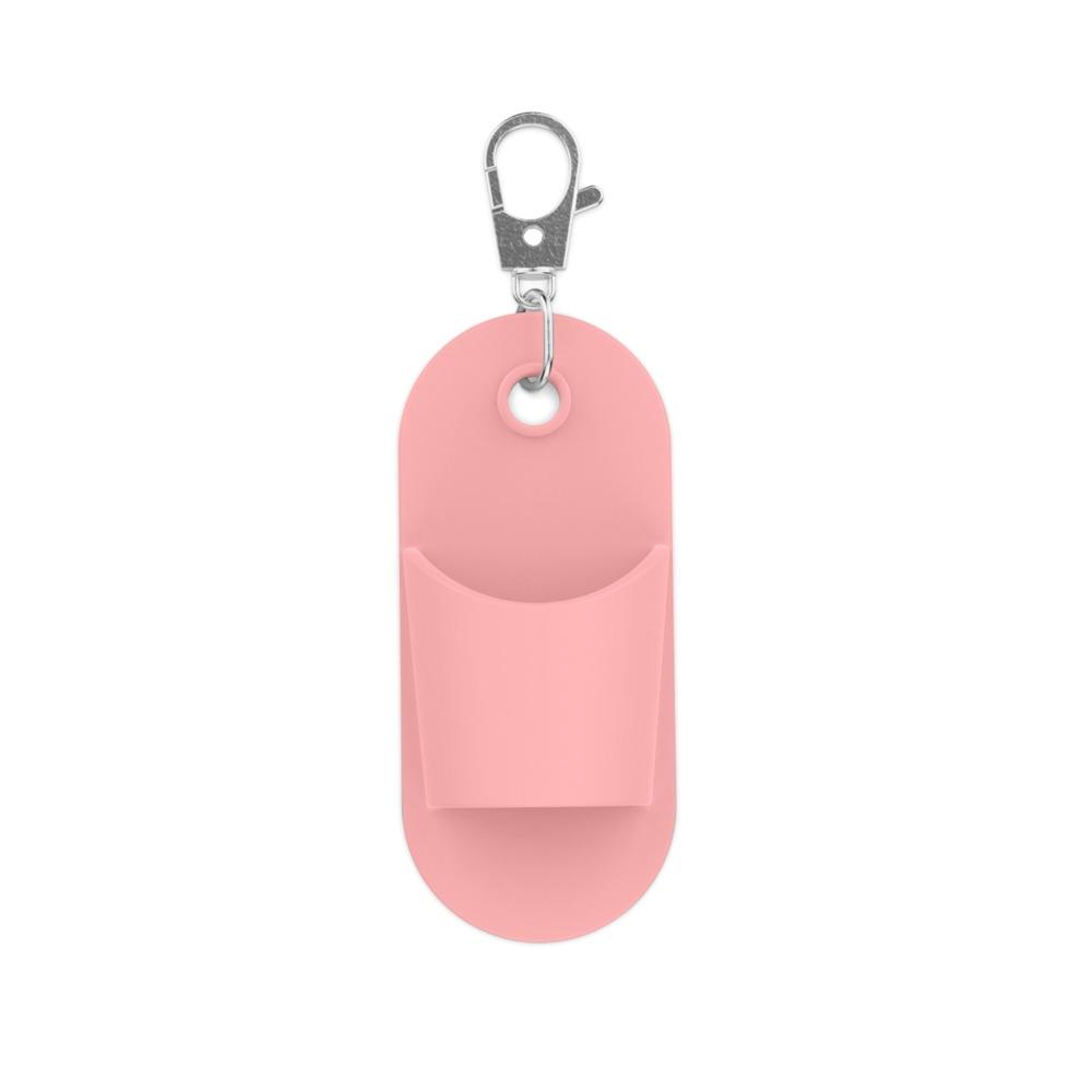 Portable Silicone Lanyard Pen Holder Anti-Lost Multi-functional Pen Clip Solid Color Lip Balm Holder Keychain